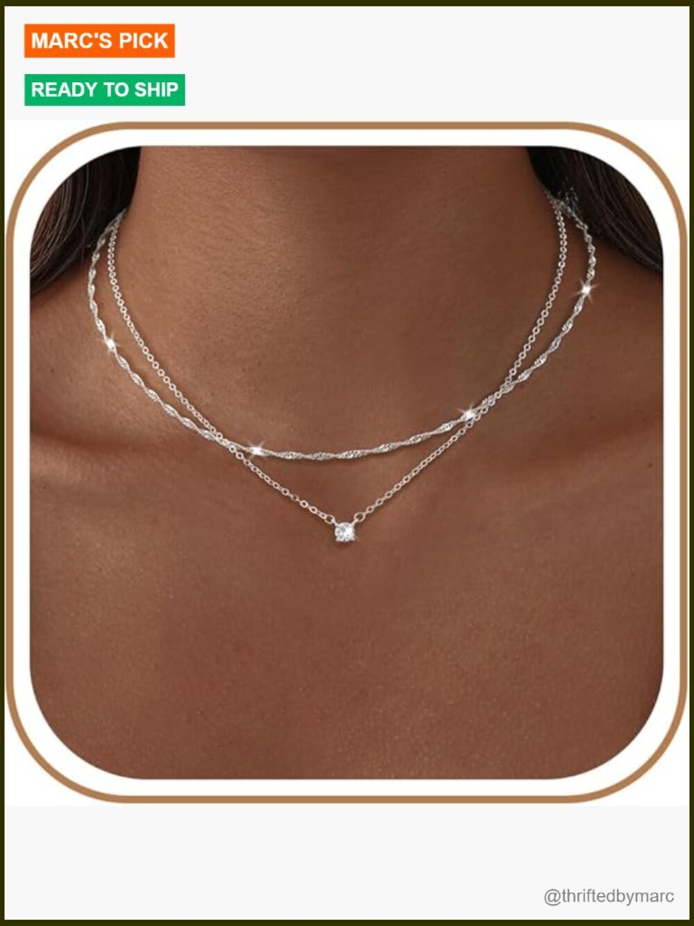 Layered CZ Necklace Set for Women - 14K Gold/Silver Dainty Chain
